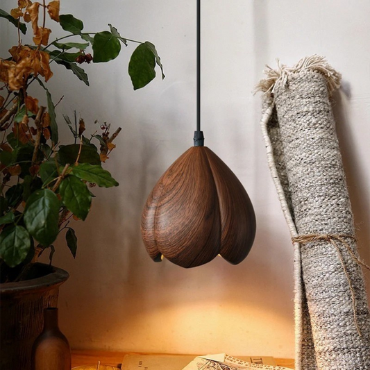 NordLume Lampada | Lampada a sospensione moderna in legno di noce marrone, stile scandinavo