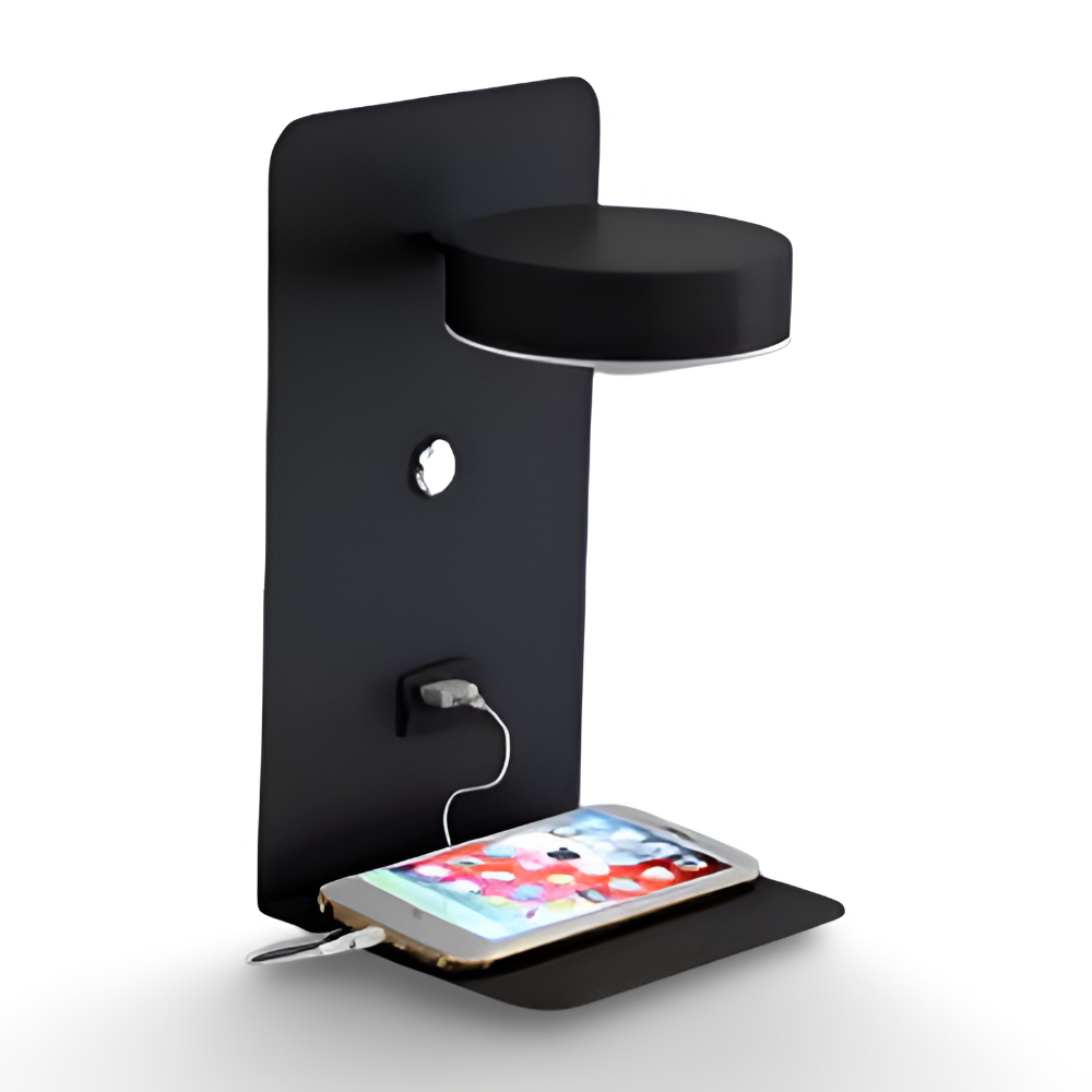Lampada da parete DualDelight | Lampada da comodino LED in alluminio | Con mensola e porta USB per la ricarica