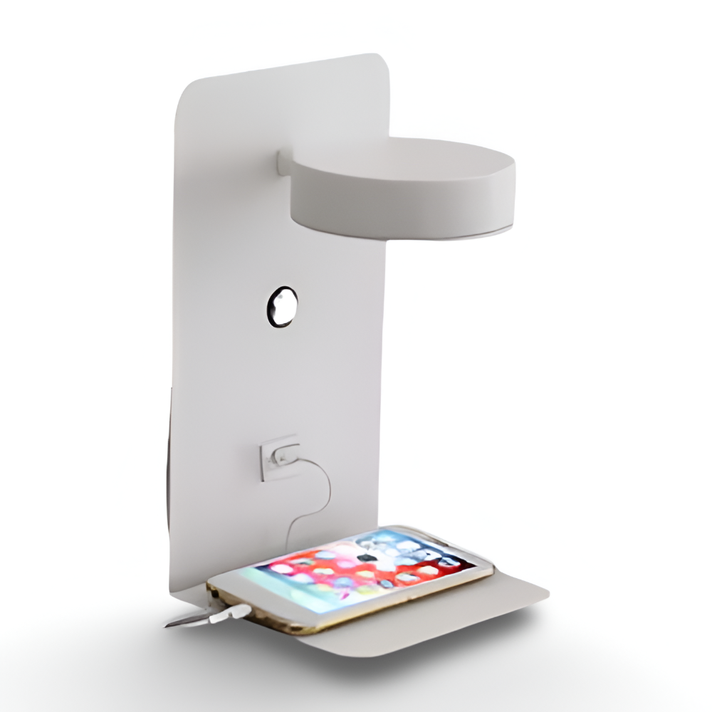 Lampada da parete DualDelight | Lampada da comodino LED in alluminio | Con mensola e porta USB per la ricarica