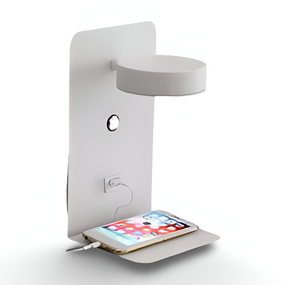 Lampada da parete DualDelight | Lampada da comodino LED in alluminio | Con mensola e porta USB per la ricarica