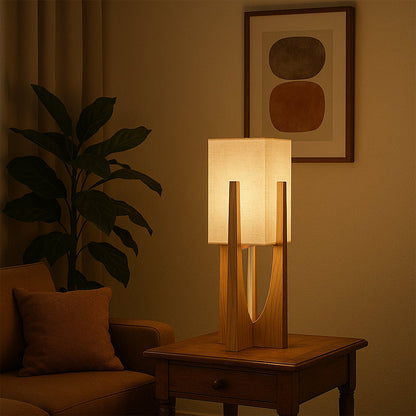 Wabi Sabi Stehlampe | Japanisches Design | Handgefertigt aus Stoff & Holz