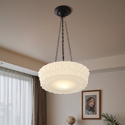Thalessia – Lampada a sospensione minimalista bianco latte per luce soffusa e diffusa