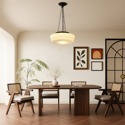 Thalessia – Lampada a sospensione minimalista bianco latte per luce soffusa e diffusa