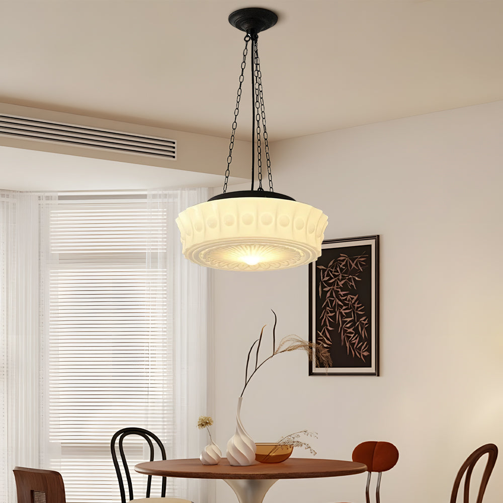 Thalessia – Lampada a sospensione minimalista bianco latte per luce soffusa e diffusa