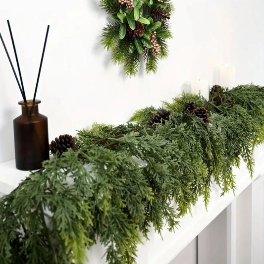 Zedrina | Christmas Garland 180 cm with Faux Cedar Needles, Bendable