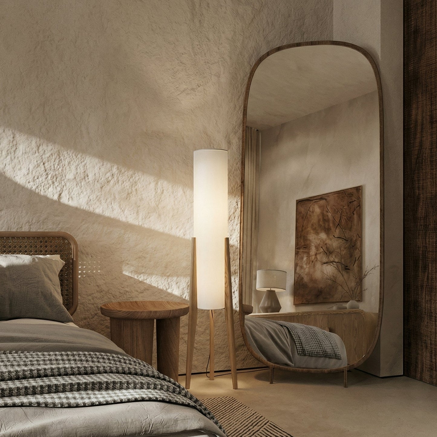 Lunara Japandi-Stehlampe aus Walnussholz mit LED-Licht