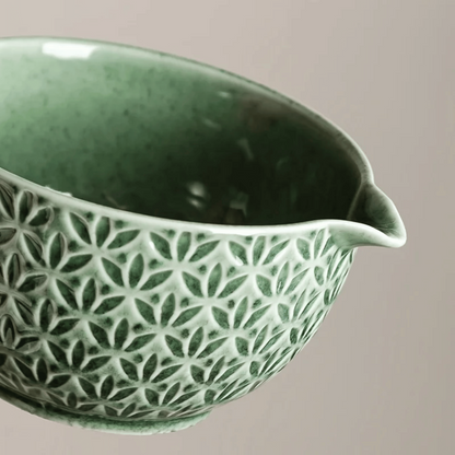 Matcha szett 5/6 részes | Zöld kerámia tál 500 ml | Bambusz kiegészítőkkel