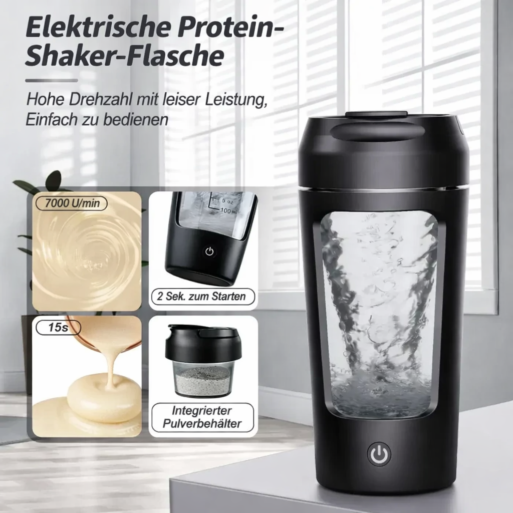 Shakora | Shaker elettrico per proteine con batteria, ricarica USB e design a prova di perdite