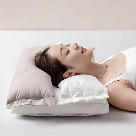 Nuvelda | Ergonomisches Kopfkissen mit abnehmbarer Doppellage, höhenverstellbar