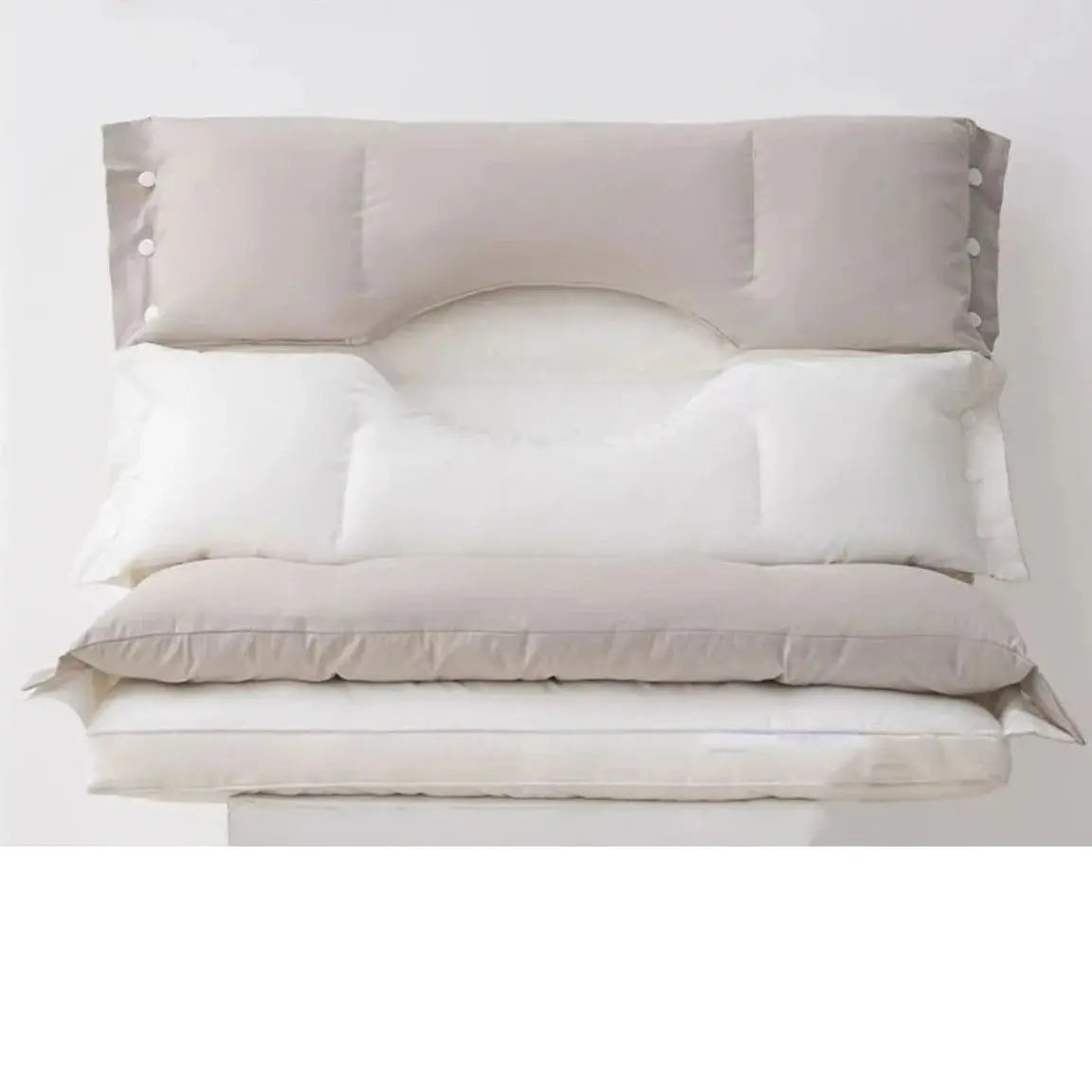 Nuvelda | Ergonomic Pillow with Removable Double Layer, Adjustable Height