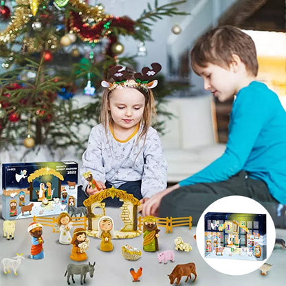 Noelino | Nativity scene advent calendar with 24 toy figures for children