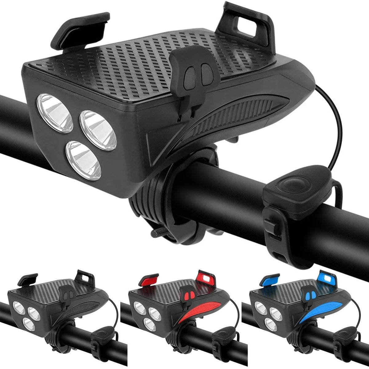 BikeBeam | Lampada per bicicletta 4 in 1 con power bank, supporto per telefono e clacson