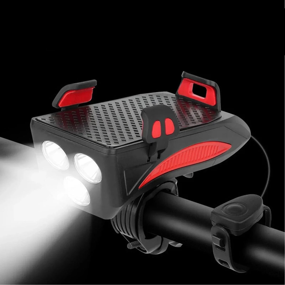 BikeBeam | Lampada per bicicletta 4 in 1 con power bank, supporto per telefono e clacson