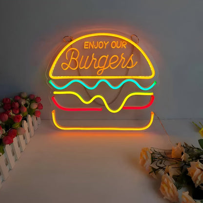 NeonBite – Insegna LED al neon colorata per fast food, ristoranti e bar domestici