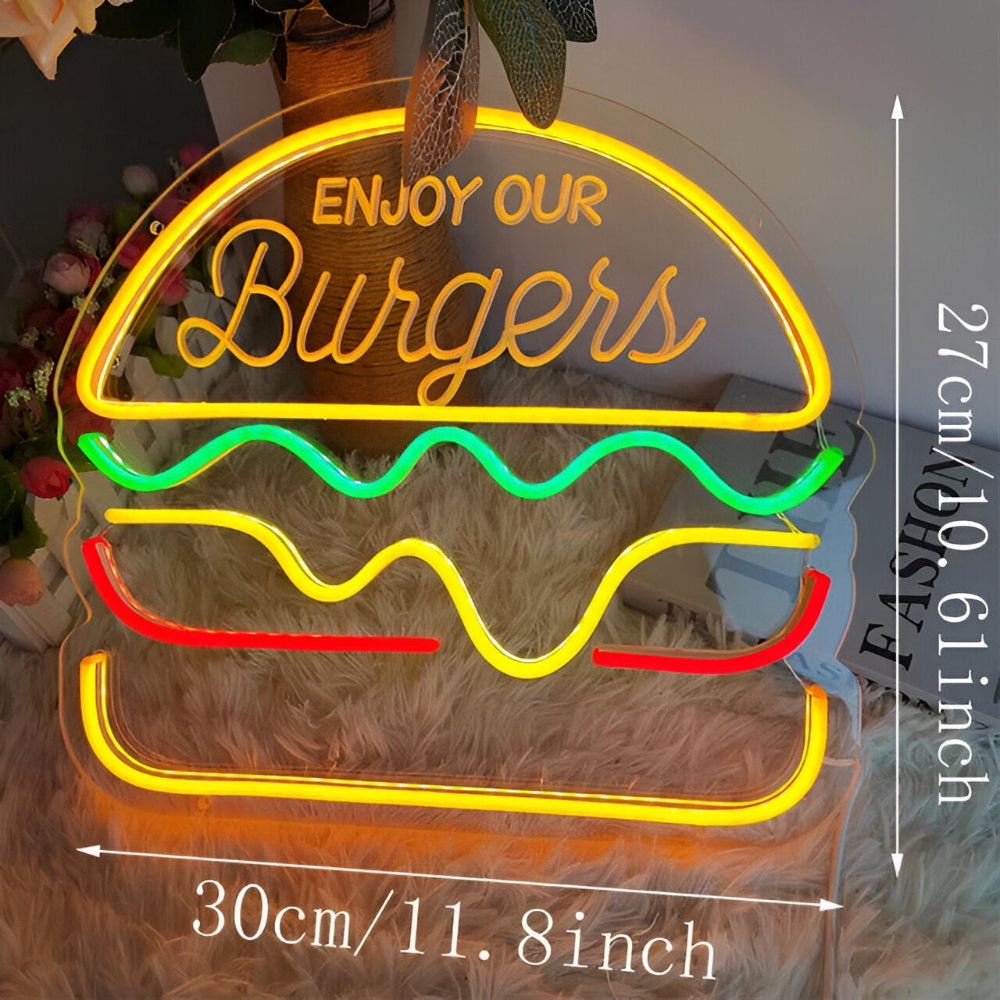NeonBite – Insegna LED al neon colorata per fast food, ristoranti e bar domestici