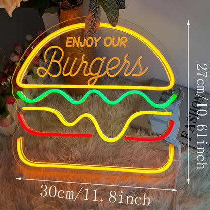 NeonBite – Insegna LED al neon colorata per fast food, ristoranti e bar domestici