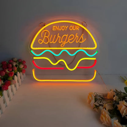 NeonBite – Insegna LED al neon colorata per fast food, ristoranti e bar domestici