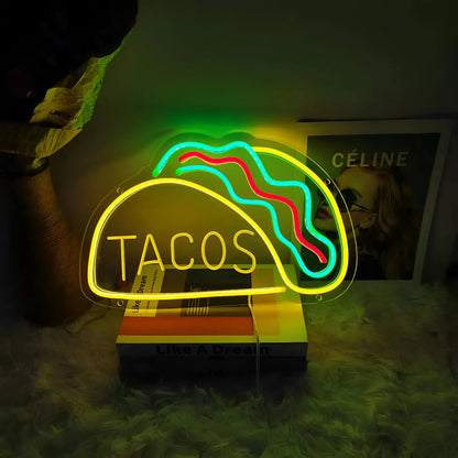 NeonBite – Insegna LED al neon colorata per fast food, ristoranti e bar domestici