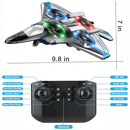 Loopiro | Jet telecomandato con acrobazie a 360°, luce LED e ricarica USB