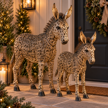 Burrelo | Asino decorativo in metallo per giardino e Natale, 83 o 109 cm