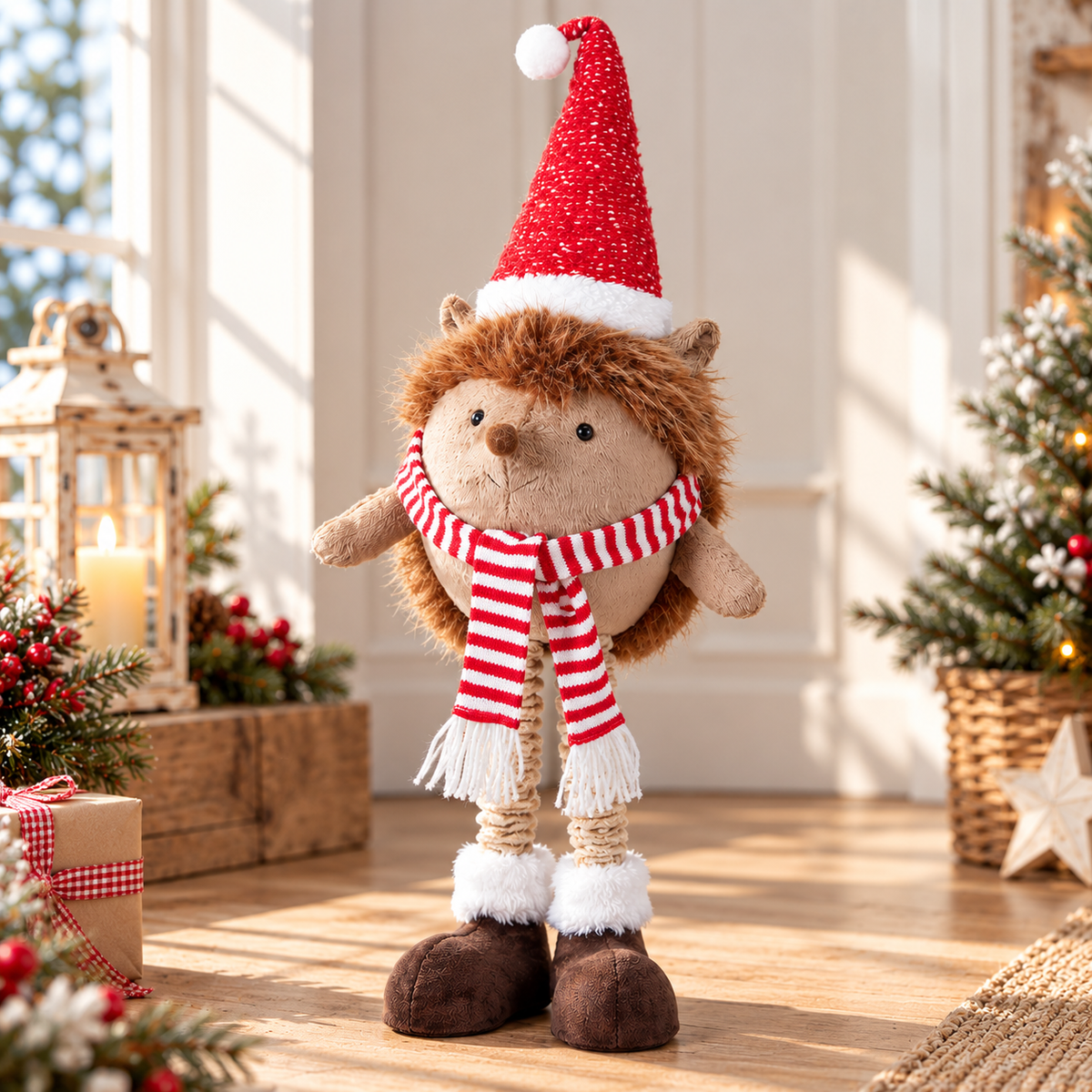 Pikkel | Erizo de peluche de pie para Navidad con patas extensibles, 45–75 cm
