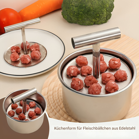 Bolleto | Fleischbällchen Former aus Edelstahl mit 12 Mulden, 14 × 8,5 cm