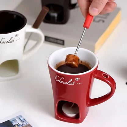 Set de fondue de chocolate de cerámica con vela de té, paquete de 2