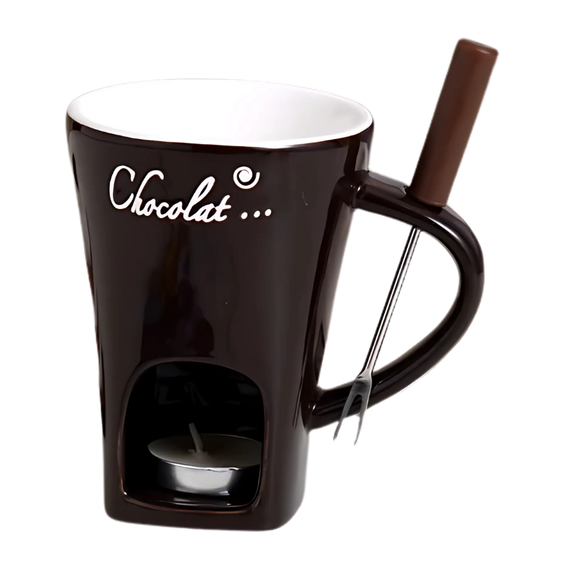 Set de fondue de chocolate de cerámica con vela de té, paquete de 2