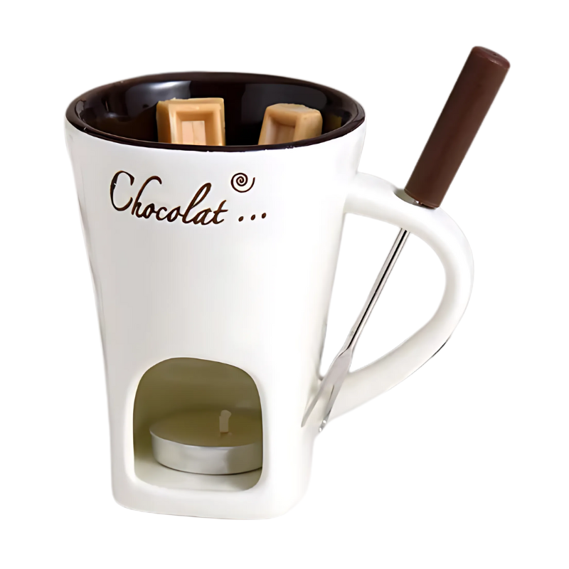 Set de fondue de chocolate de cerámica con vela de té, paquete de 2