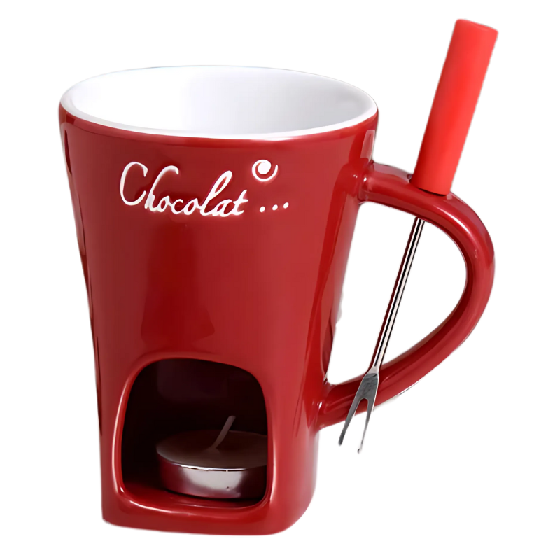 Set de fondue de chocolate de cerámica con vela de té, paquete de 2