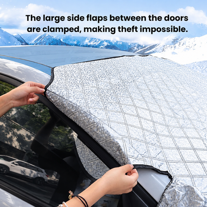 Glacivo | Frontscheibenabdeckung Winter mit Magnet und Spiegelschutz, 260 × 116 cm