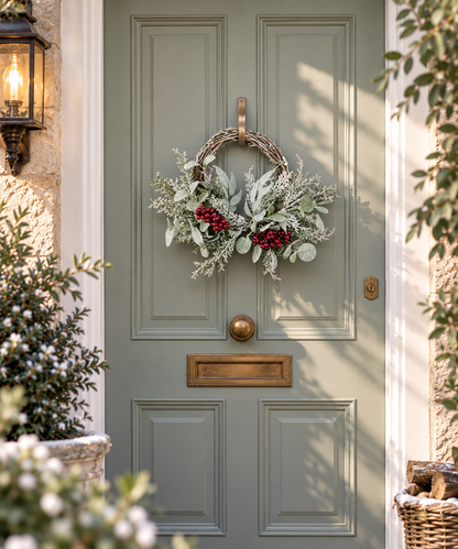 Frostel | Türkranz Weihnachten mit Eukalyptus und Beeren in Frost-Optik, 50 cm