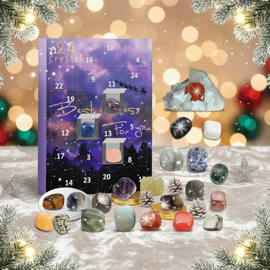 Crystaljoy | Advent Calendar with 24 Natural Crystals and Guide Booklet