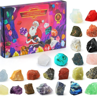 Crystaljoy | Calendario dell’Avvento con 24 pietre naturali e libretto