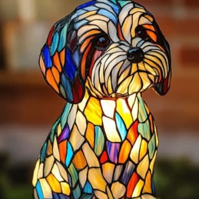 Lampada notturna LED con razze canine | Lampada da tavolo decorativa | Luce calda d'atmosfera