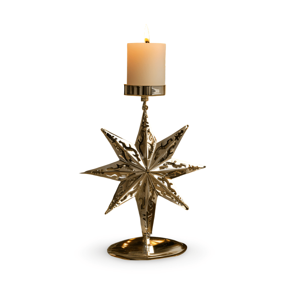 Kandoria | Kerzenhalter aus Metall im Vintage-Look mit Stern, Hirsch oder Schneeflocke