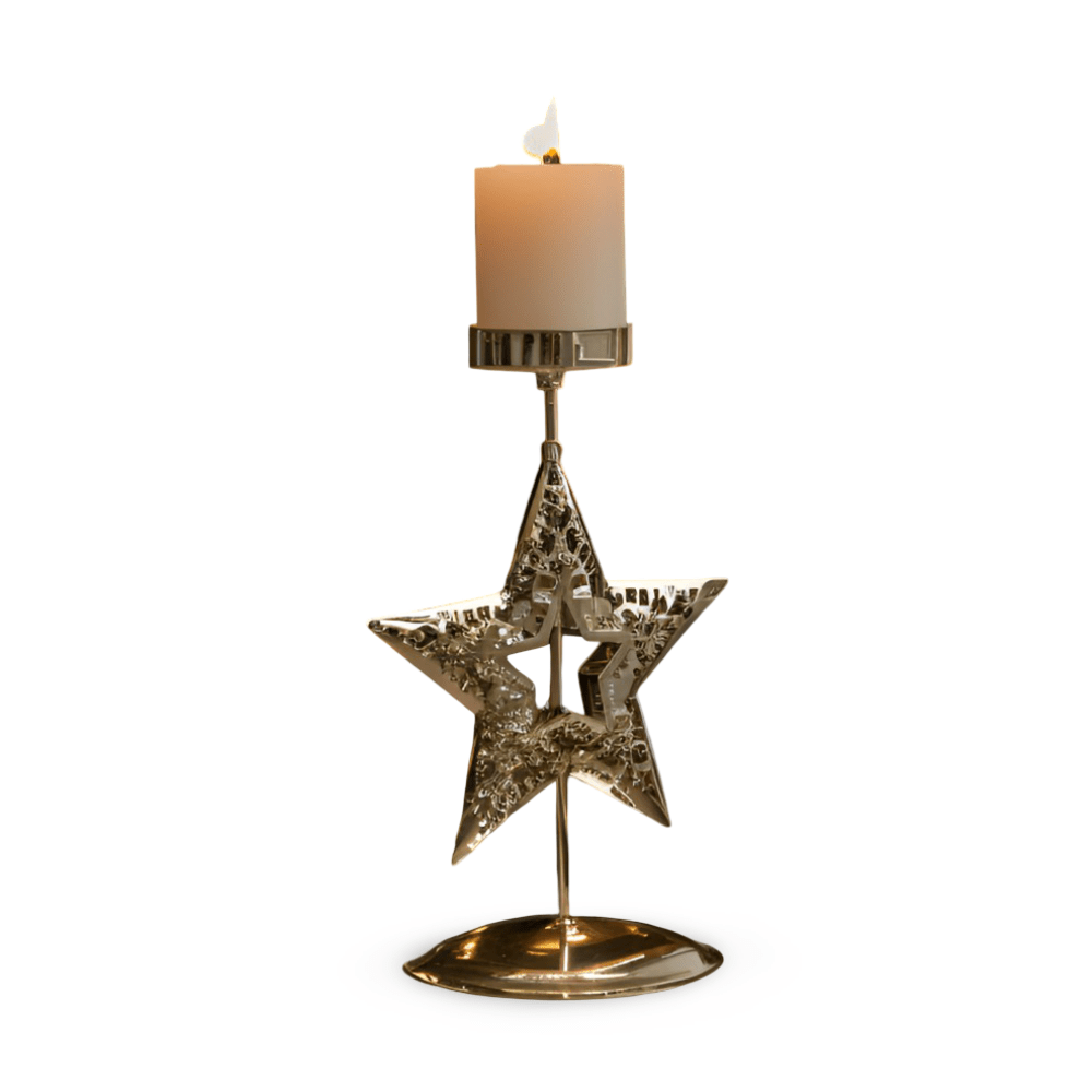 Kandoria | Kerzenhalter aus Metall im Vintage-Look mit Stern, Hirsch oder Schneeflocke