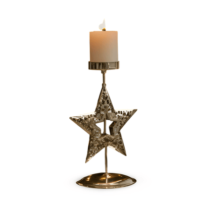Kandoria | Kerzenhalter aus Metall im Vintage-Look mit Stern, Hirsch oder Schneeflocke