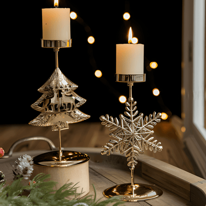 Kandoria | Kerzenhalter aus Metall im Vintage-Look mit Stern, Hirsch oder Schneeflocke