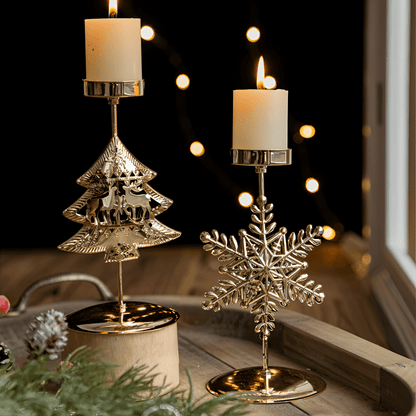 Kandoria | Kerzenhalter aus Metall im Vintage-Look mit Stern, Hirsch oder Schneeflocke
