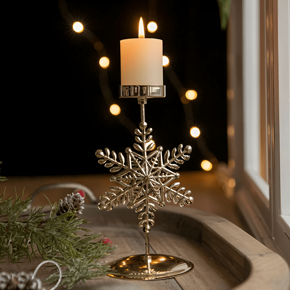 Kandoria | Kerzenhalter aus Metall im Vintage-Look mit Stern, Hirsch oder Schneeflocke