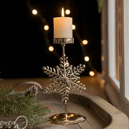 Kandoria | Kerzenhalter aus Metall im Vintage-Look mit Stern, Hirsch oder Schneeflocke