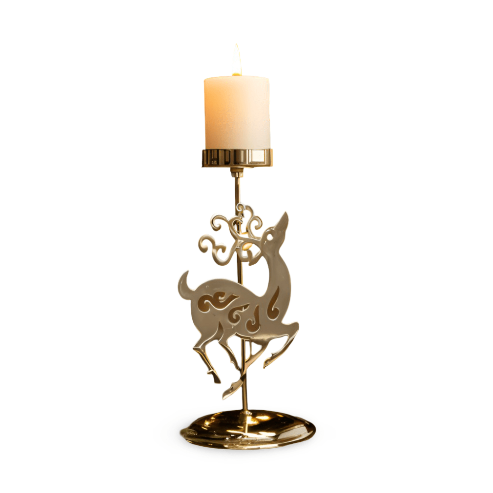 Kandoria | Kerzenhalter aus Metall im Vintage-Look mit Stern, Hirsch oder Schneeflocke