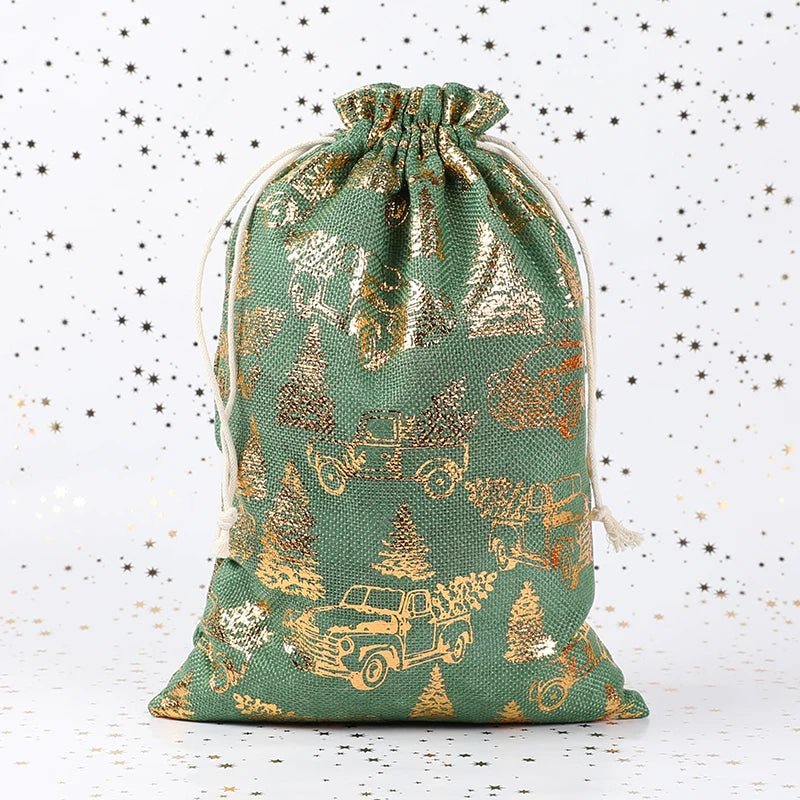 Sackora | Bolsas de regalo de yute con cordón, juego de 2 para Navidad