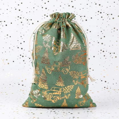 Sackora | Bolsas de regalo de yute con cordón, juego de 2 para Navidad