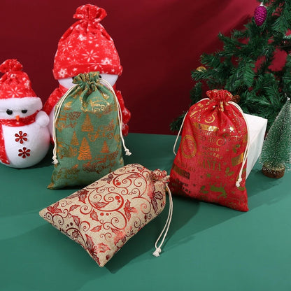 Sackora | Bolsas de regalo de yute con cordón, juego de 2 para Navidad