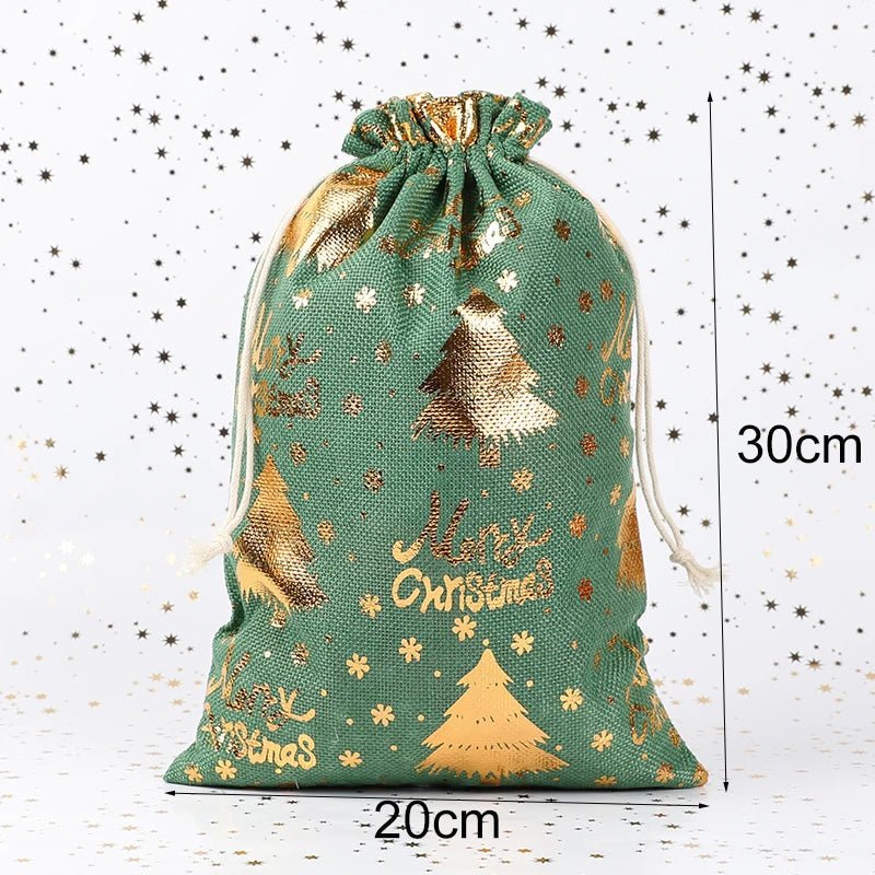 Sackora | Bolsas de regalo de yute con cordón, juego de 2 para Navidad