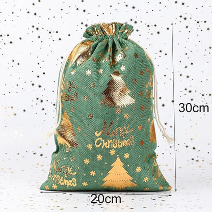 Sackora | Bolsas de regalo de yute con cordón, juego de 2 para Navidad