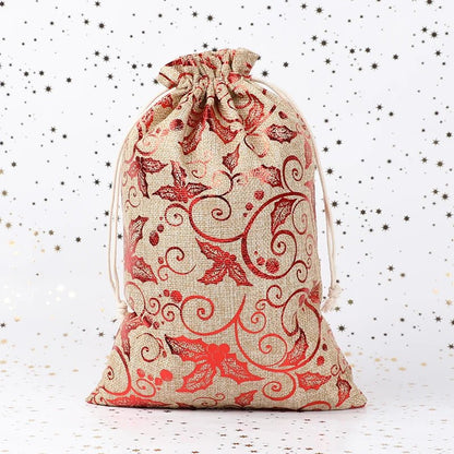 Sackora | Bolsas de regalo de yute con cordón, juego de 2 para Navidad