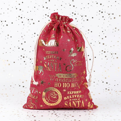 Sackora | Bolsas de regalo de yute con cordón, juego de 2 para Navidad